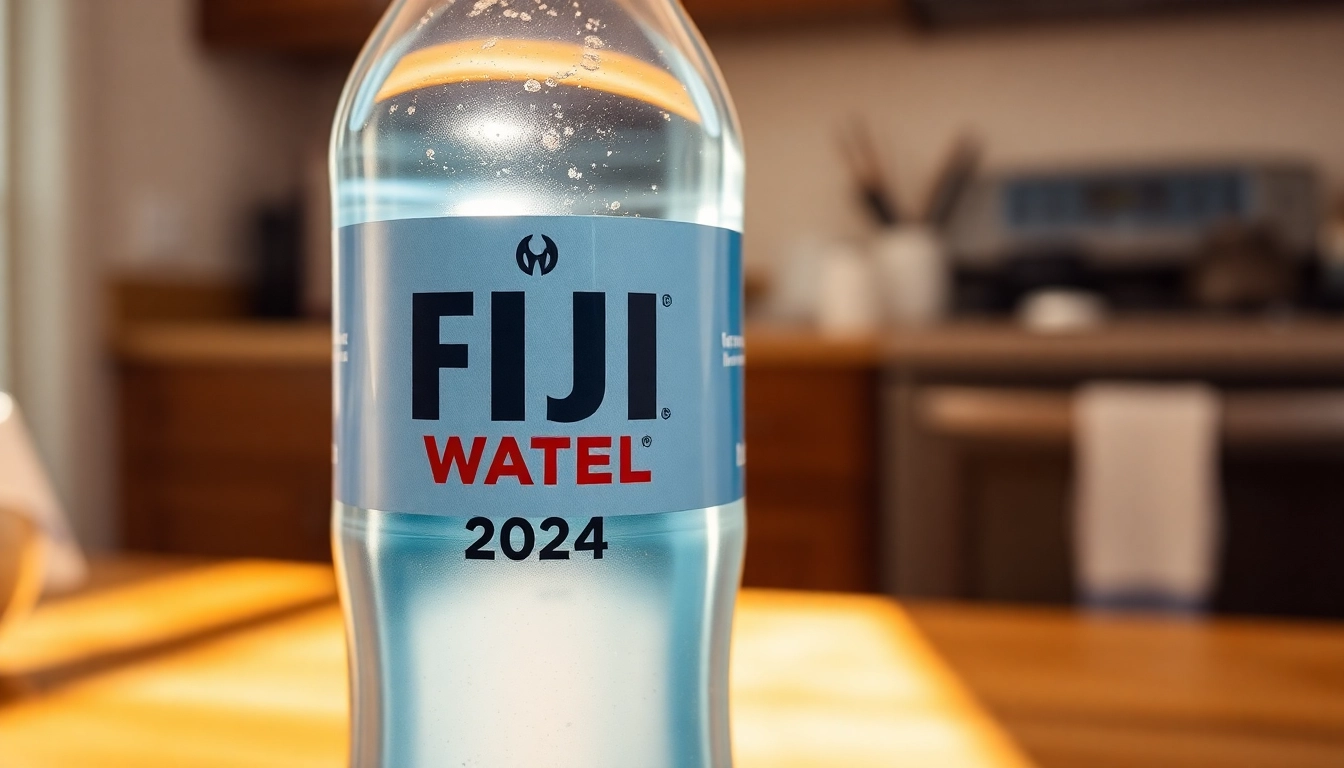 Highlighting the Fiji water recall 2024, a close-up of a labeled bottle alerts consumers about safety concerns.