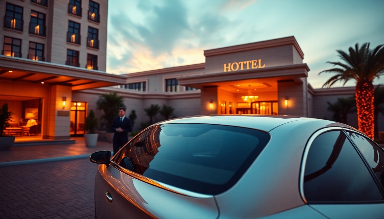 Book a luxury hire car with driver Manila for your next elegant event with a grand hotel background.