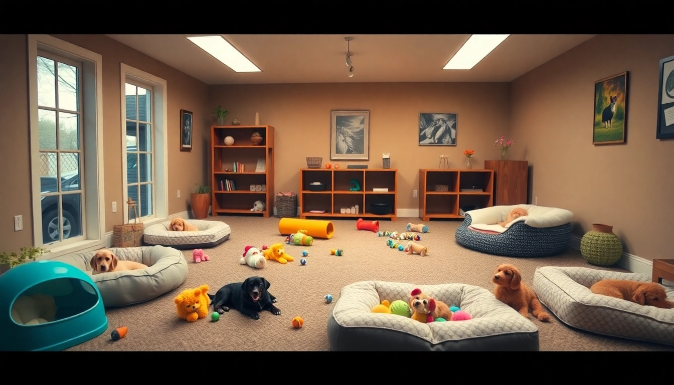 Engaging pet toys for dogs displayed around a cozy playroom.