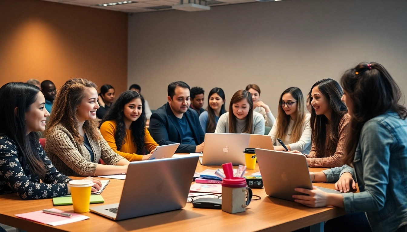 Engaged students participating in the Advanced Digital Marketing Diploma Cyprus workshop, showcasing interactive learning.