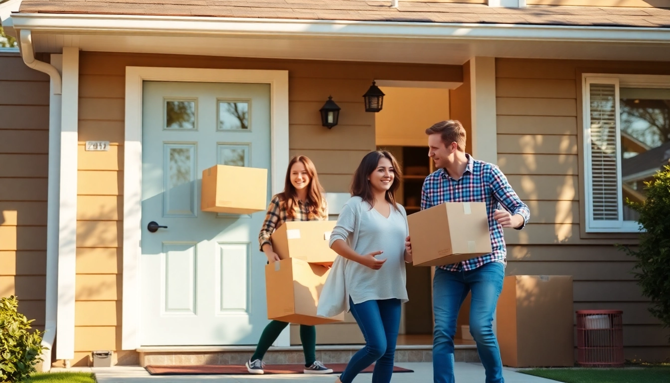 Families choosing removal companies Keighley for a smooth moving experience, showcasing teamwork and joy.