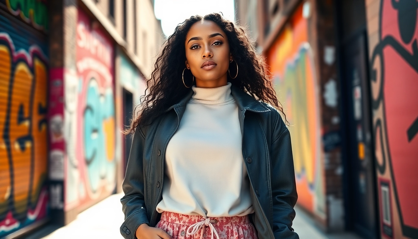 Read reviews for Shein clothing highlighting unique designs and quality in a stylish urban scene.