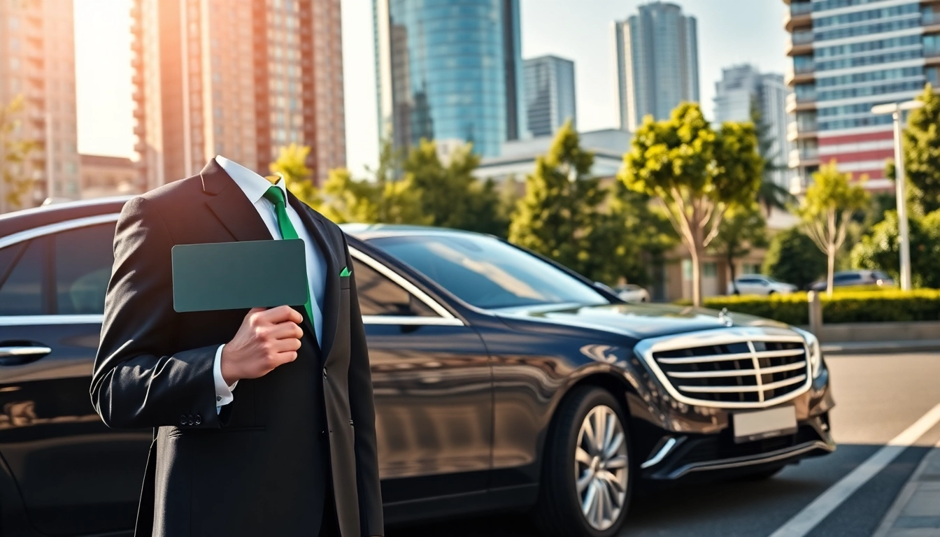 Experience premium car service vancouver bc with a chauffeur and luxury sedan against the city skyline.
